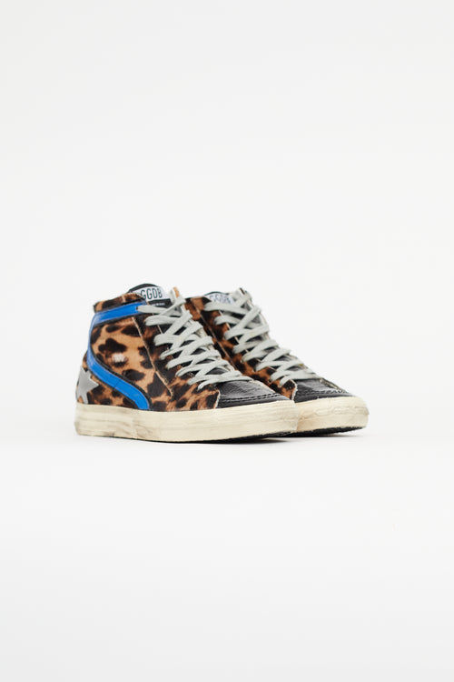 Golden Goose Brown & Multicolour Slide Ponyhair Sneaker