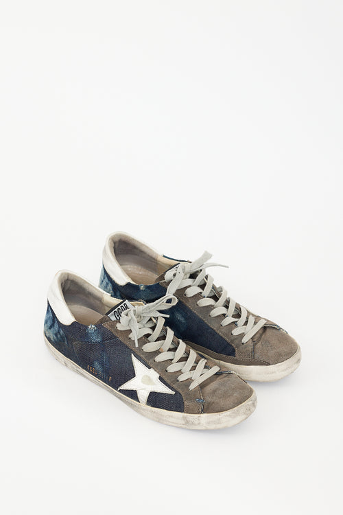 Golden Goose Grey & Navy Superstar Denim Sneaker