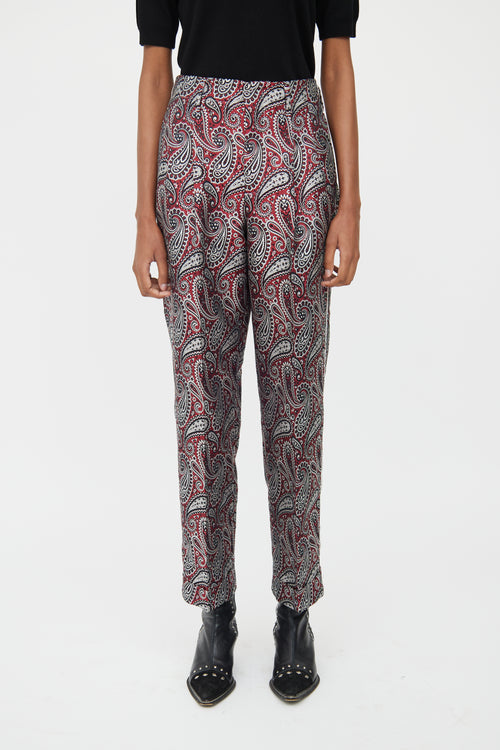 Golden Goose Red & Black Paisley Structured Trouser