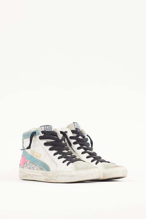 Golden Goose White & Multicolour Glitter Slide Sneaker