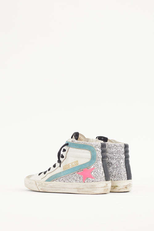 Golden Goose White & Multicolour Glitter Slide Sneaker