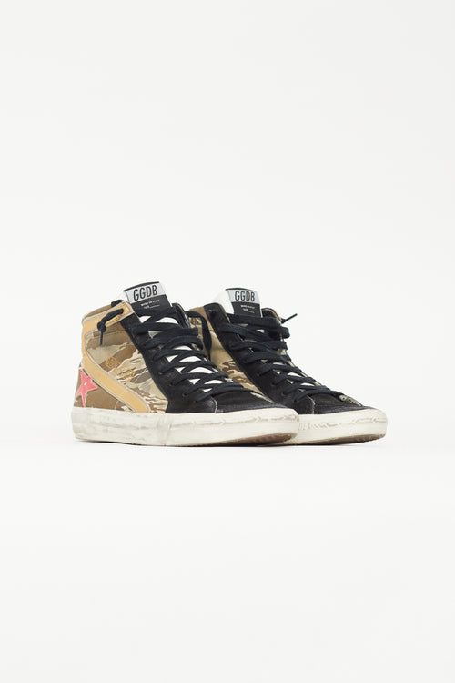 Golden Goose Black & Green Camo Slide Sneaker