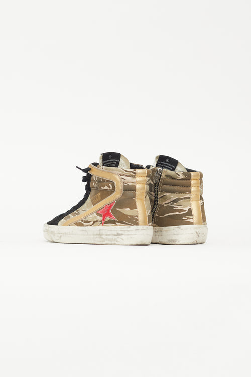 Golden Goose Black & Green Camo Slide Sneaker