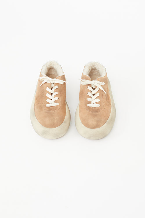 Golden Goose Brown Suede & Shearling Space Star Sneaker