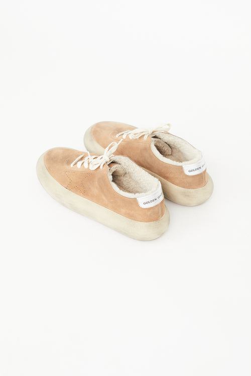 Golden Goose Brown Suede & Shearling Space Star Sneaker