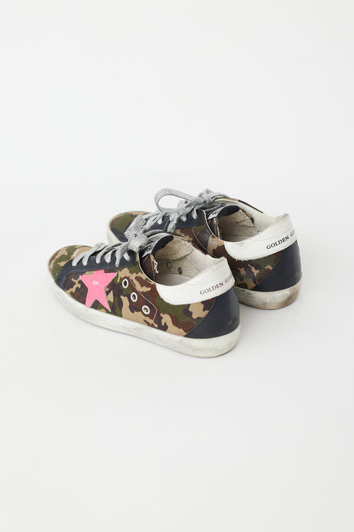 Golden Goose Green & Pink Camo Superstar Sneaker