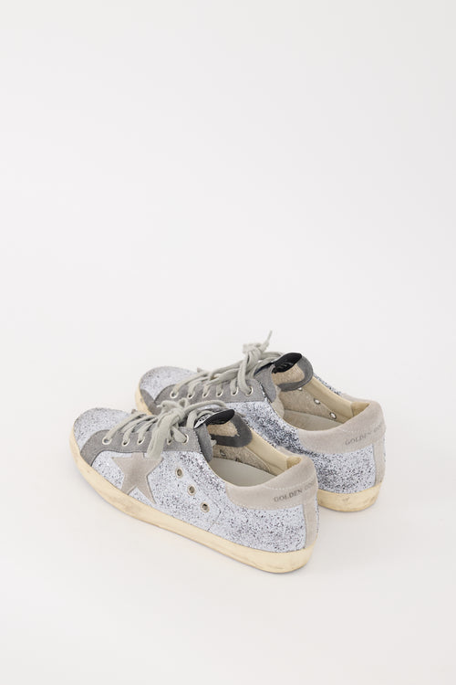 Golden Goose Grey Glitter & Suede Superstar Sneaker