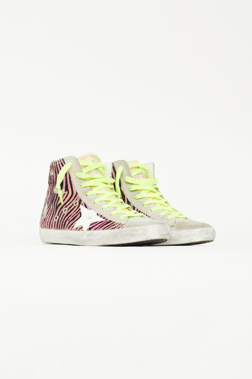 Golden Goose Grey & Pink Textured Francy Sneaker