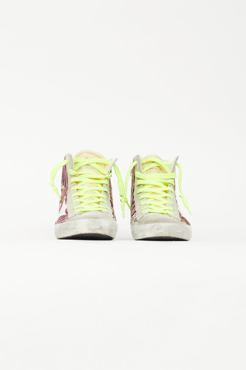 Golden Goose Grey & Pink Textured Francy Sneaker