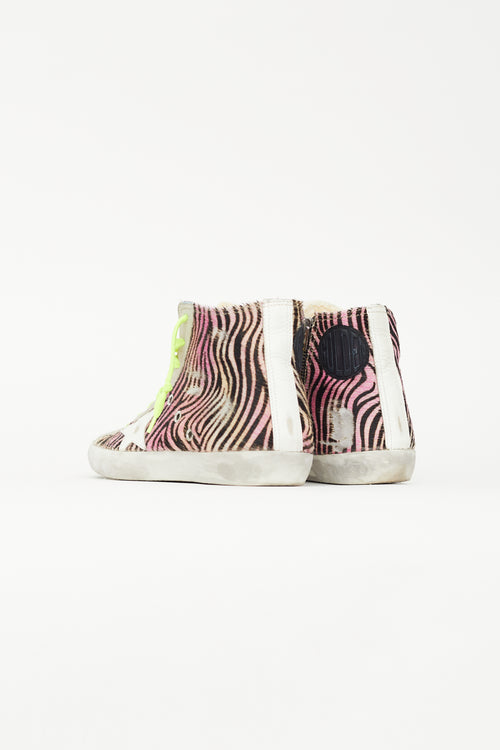 Golden Goose Grey & Pink Textured Francy Sneaker