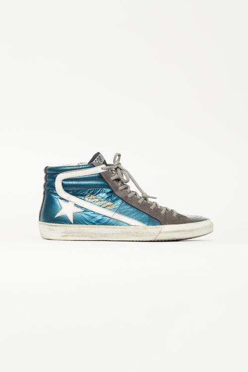Golden Goose Metallic Blue & Green Slide Sneaker