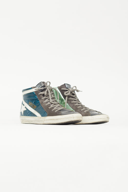 Golden Goose Metallic Blue & Green Slide Sneaker