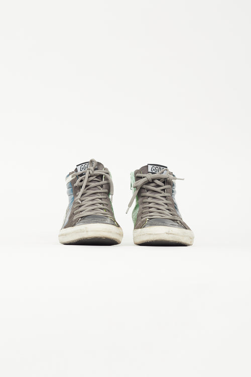 Golden Goose Metallic Blue & Green Slide Sneaker