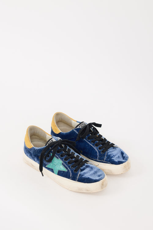Golden Goose Navy & Multicolour Velvet May Sneaker