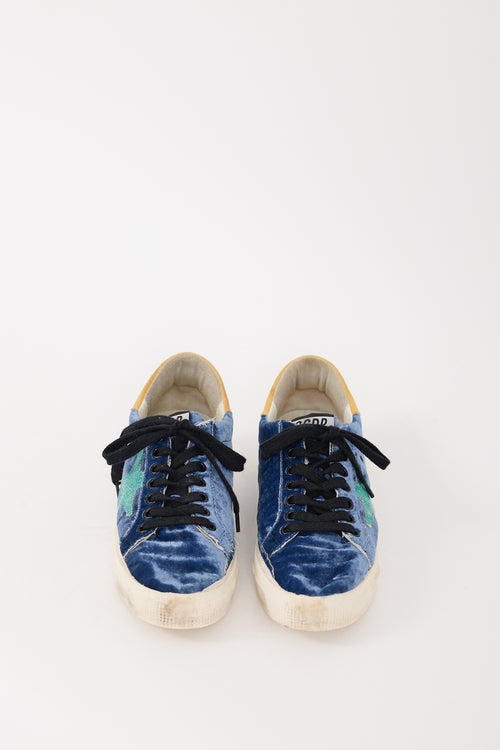 Golden Goose Navy & Multicolour Velvet May Sneaker