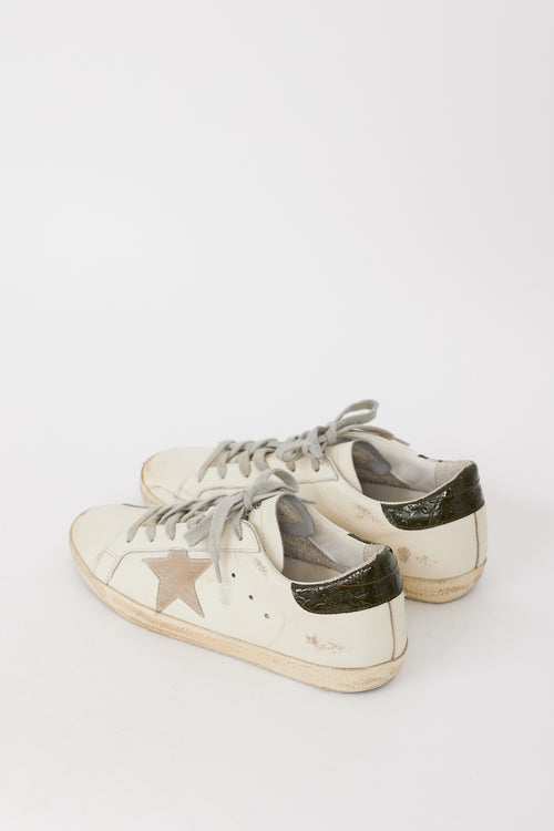 Golden Goose White & Green Leather Superstar Sneaker