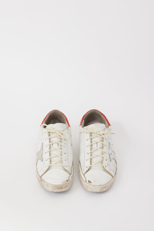 Golden Goose White & Red Leather Superstar Sneaker