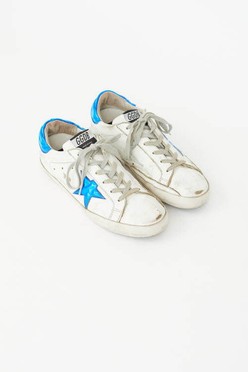 Golden Goose White & Blue Vinyl Superstar Sneaker