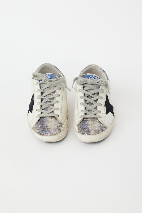 Golden Goose White & Navy Sequin Superstar Sneaker