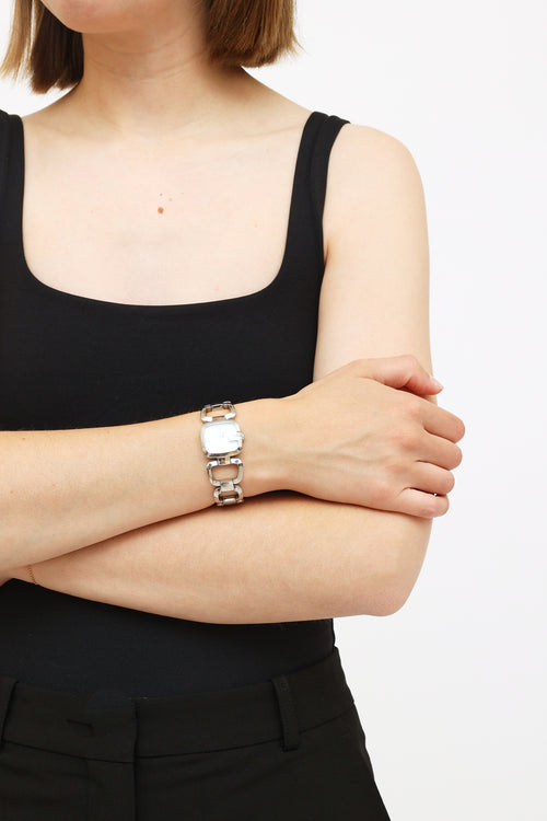 Gucci 125.5 MOP Diamond & Stainless Steel Watch