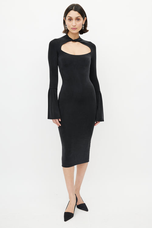 Gucci 1990's Black Mockneck Cut Out Dress