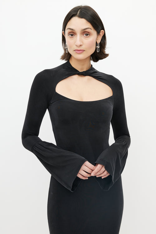 Gucci 1990's Black Mockneck Cut Out Dress