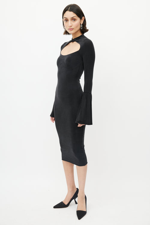 Gucci 1990's Black Mockneck Cut Out Dress