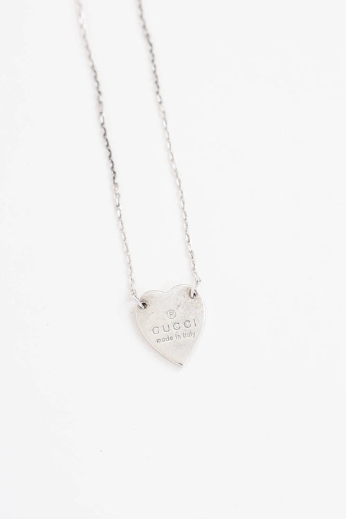 Gucci Sterling Silver Heart Logo Necklace