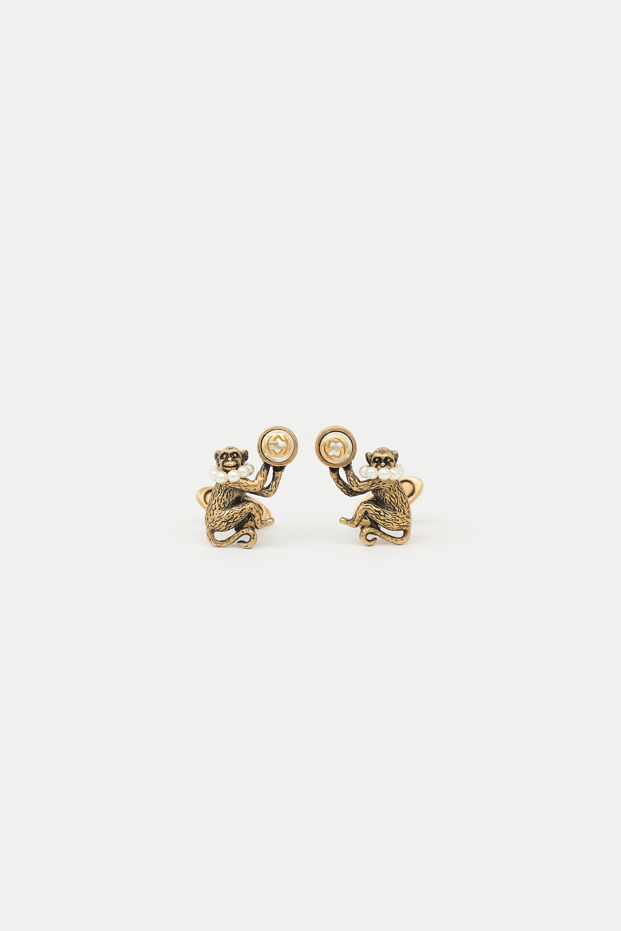 Gucci Antiqued Gold & Pearl Cufflinks