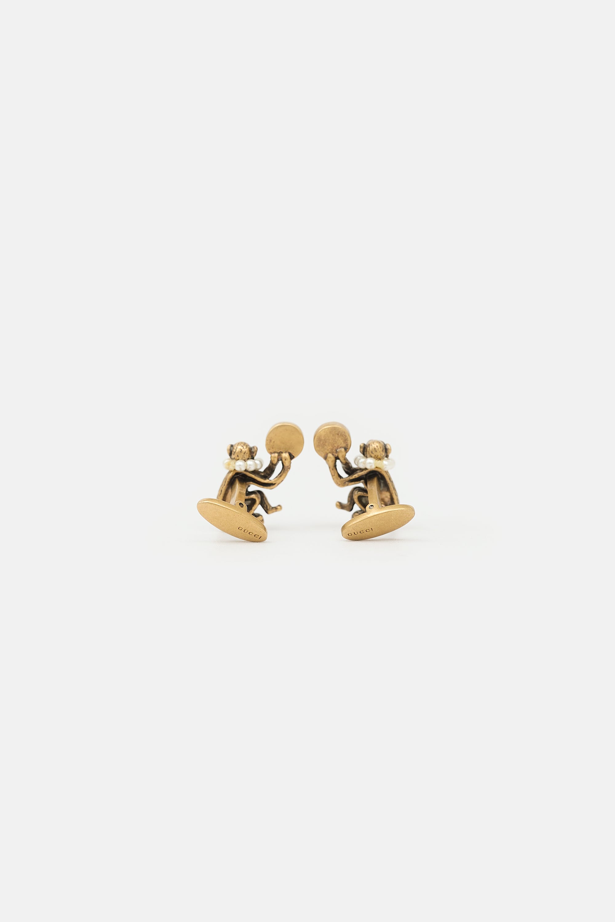 Gucci Antiqued Gold & Pearl Cufflinks