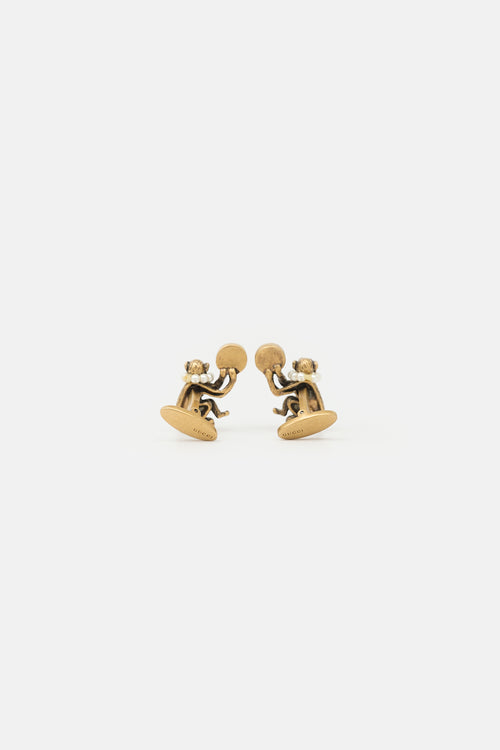 Gucci Antiqued Gold & Pearl Cufflinks