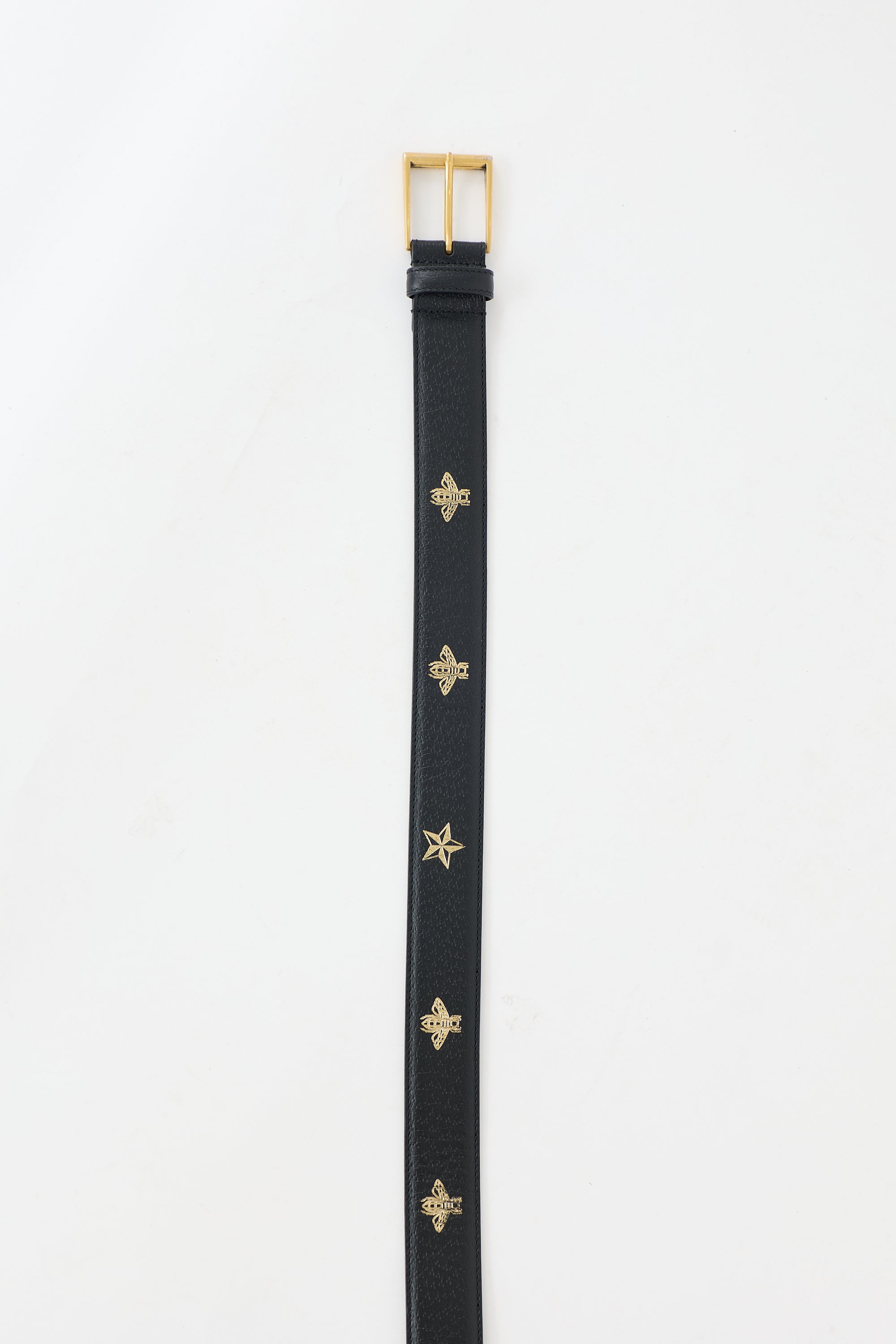 Gucci Leather Star & Bee Belt