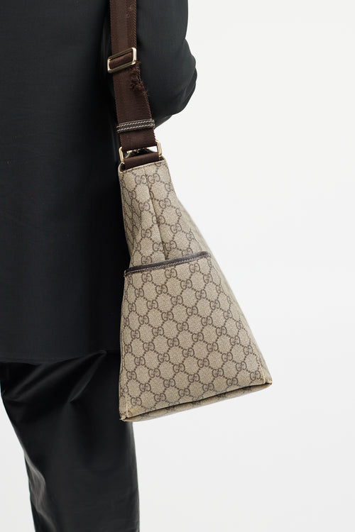 Gucci Beige & Brown GG Supreme Canvas Messenger Diaper Bag