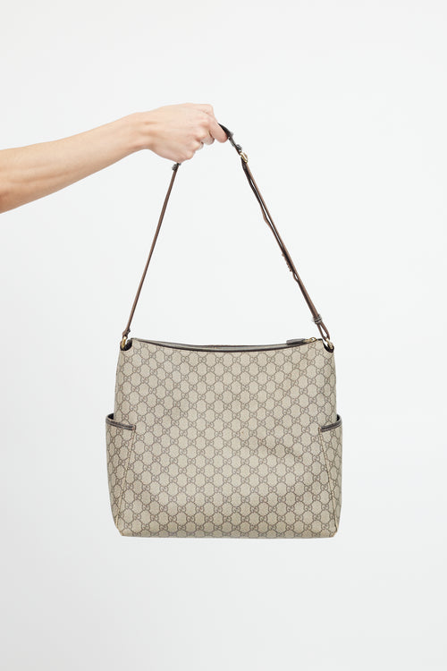 Gucci Beige & Brown GG Supreme Canvas Messenger Diaper Bag
