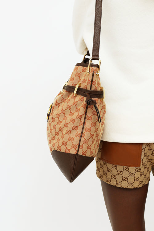 Gucci 2020 Beige & Brown Horsebit 1955 Messenger Bag