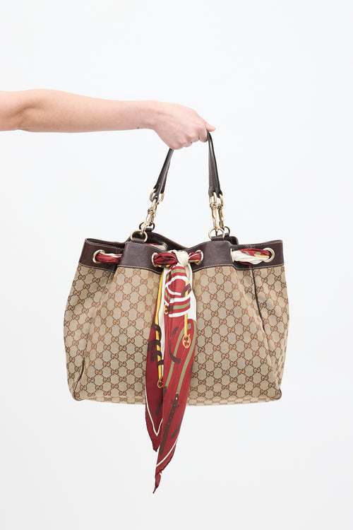 Gucci Beige & Multi GG Canvas Positano Scarf Tote