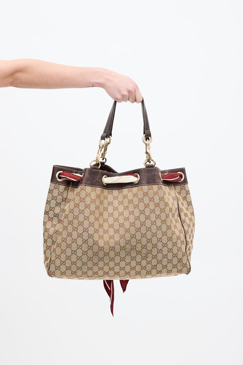 Gucci Beige & Multi GG Canvas Positano Scarf Tote