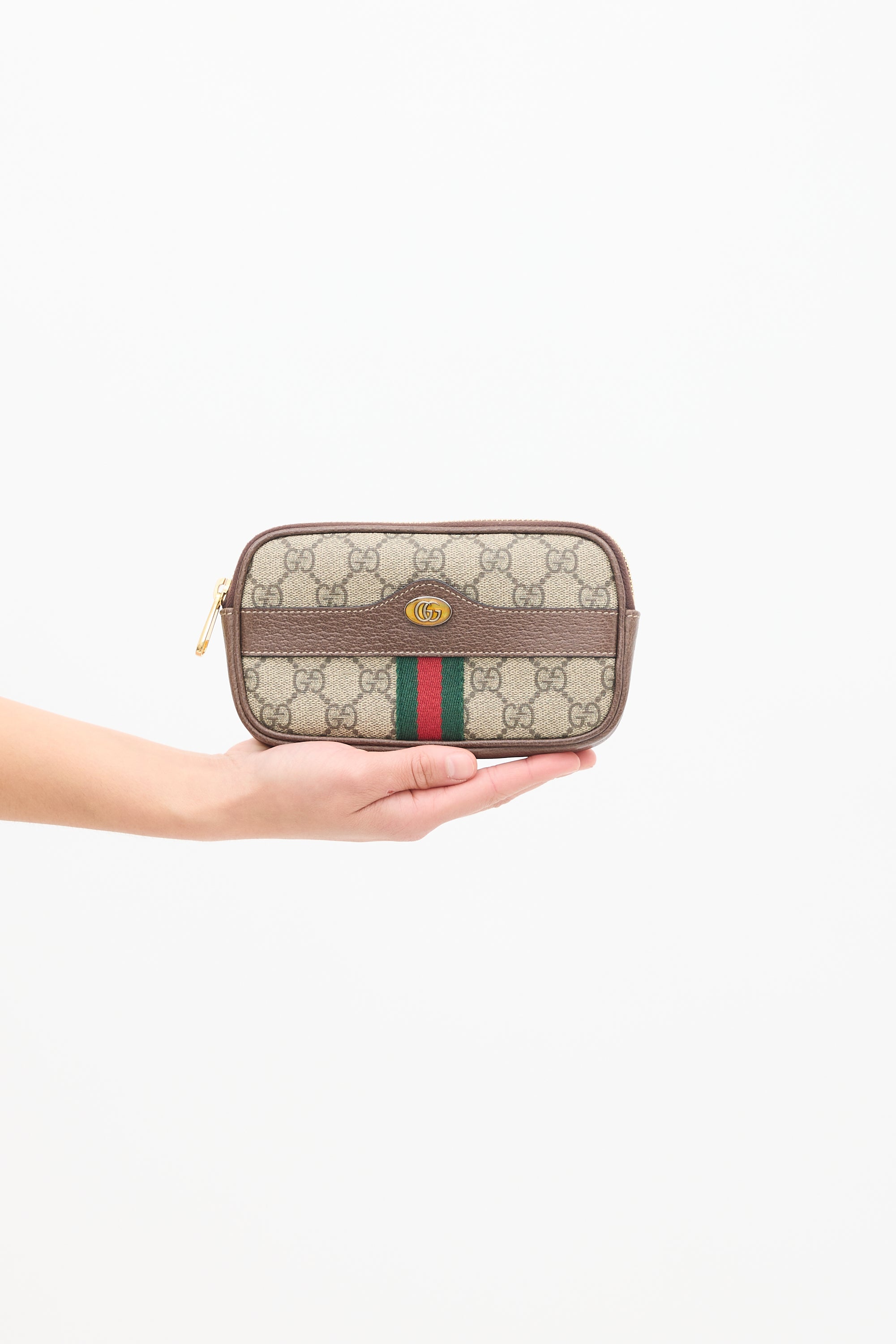 Gucci Beige & Multicolour Monogram Ophidia Belt Bag