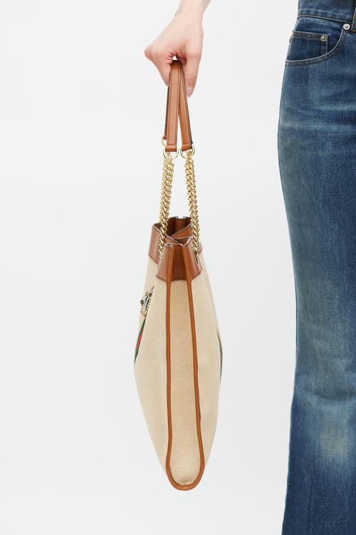 Gucci Beige & Multicolour Striped Rajah Tote