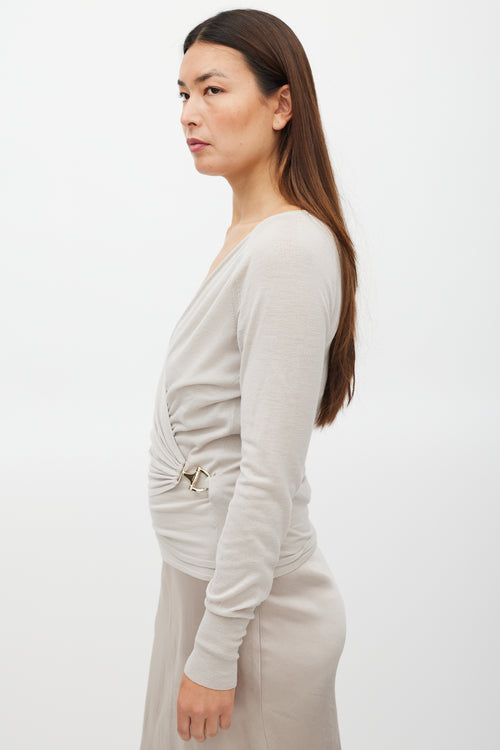 Gucci Beige Wool Hardware Tank & Cardigan Set