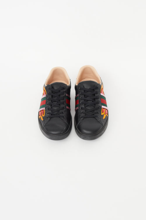 Gucci Black & Multicolour Ace Flame Sneaker