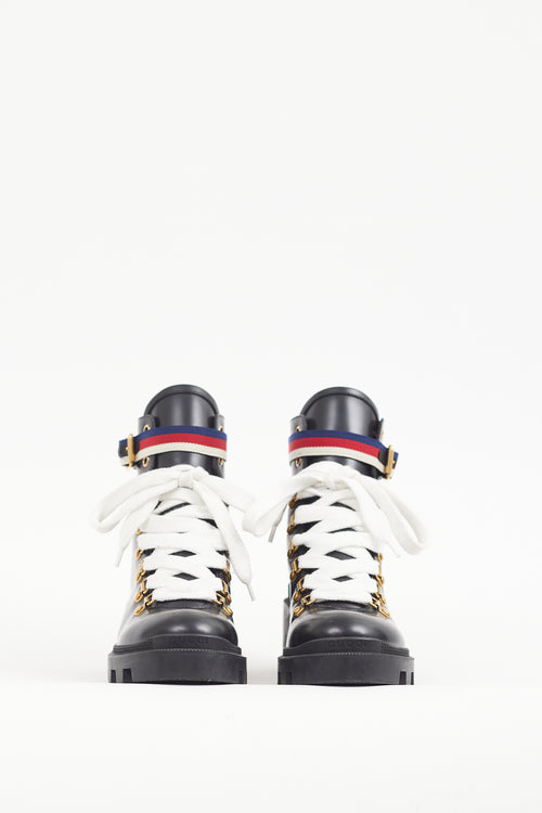 Gucci Black & Multicolour Leather Sylvie Ankle Boot