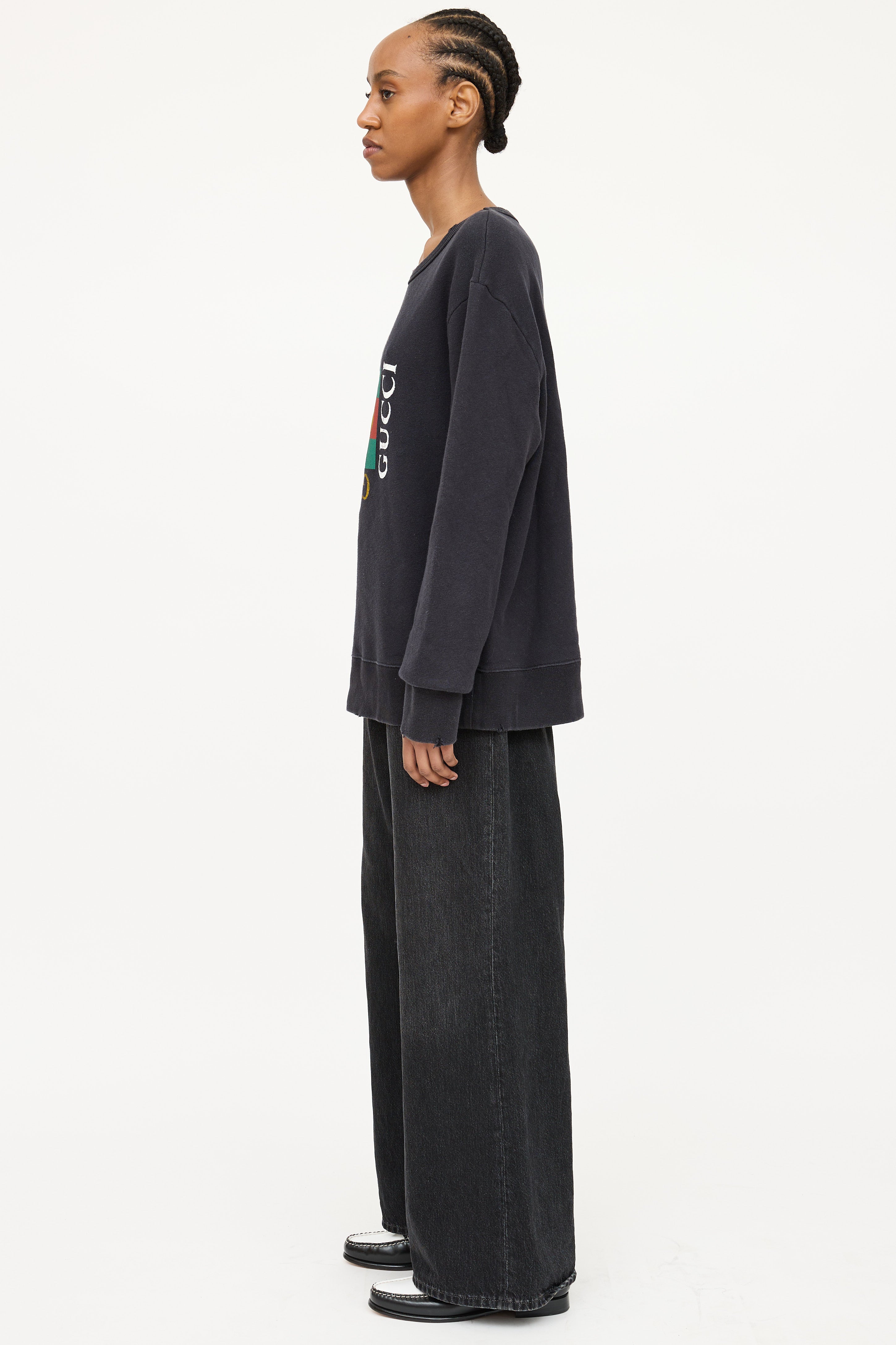 Gucci Distressed Cotton Logo Sweatshirt