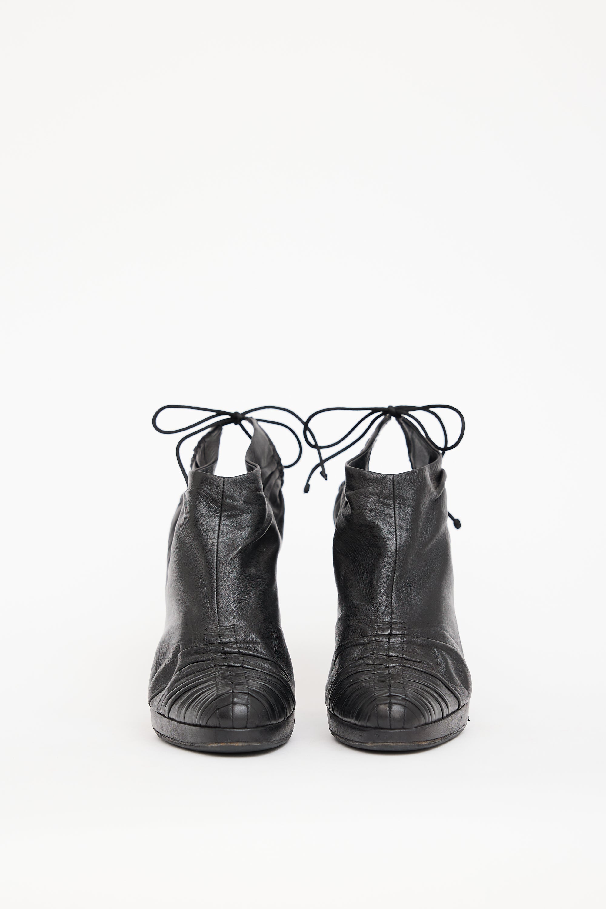 Gucci Black Gathered Leather Heel Boot