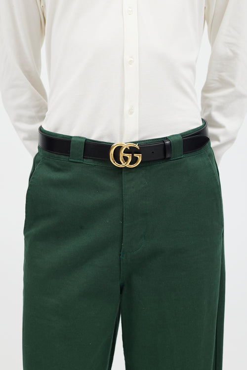Gucci Black & Gold Double G Belt