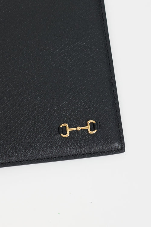 Gucci Black Leather & Gold Hardware Zip Pouch