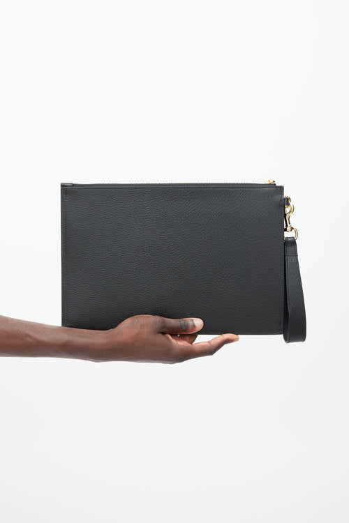 Gucci Black & Gold Horsebit Leather Clutch