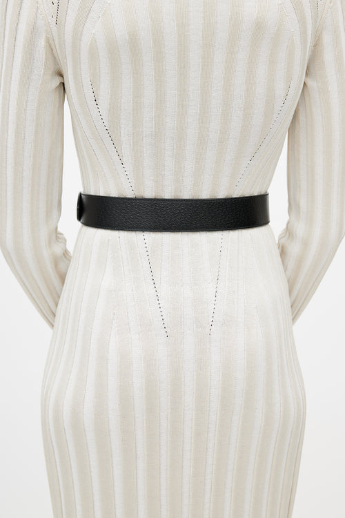 Gucci Black & Gold Leather GG Marmont Belt