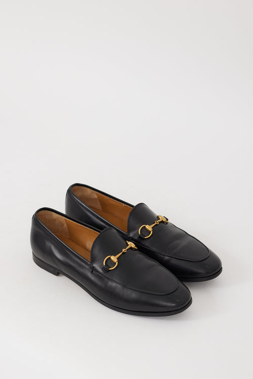 Gucci Black & Gold Leather Jordaan Loafer
