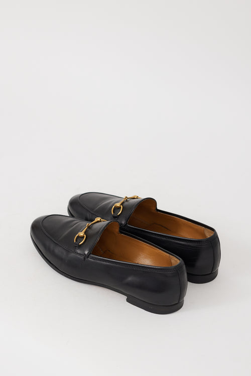 Gucci Black & Gold Leather Jordaan Loafer